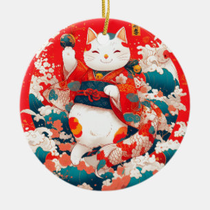 Maneki-Neko, Japanse gelukskat Keramisch Ornament