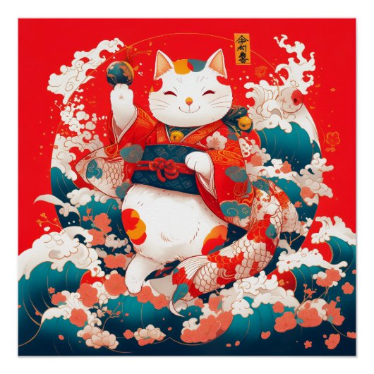 Maneki-Neko, Japanse gelukskat Perfect Poster (Voorkant)