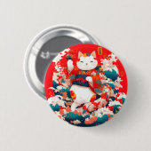 Maneki-Neko, Japanse gelukskat Ronde Button 5,7 Cm (Voorkant /achterkant)