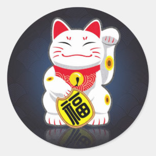 Maneki-neko - Japanse gelukskat Ronde Sticker
