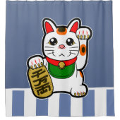 Maneki Neko: Japanse Lucky Cat Douchegordijn (Voorkant)