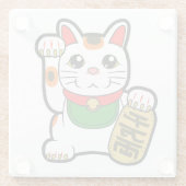 Maneki Neko: Japanse Lucky Cat Glazen Onderzetter (Achterkant)