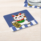Maneki Neko: Japanse Lucky Cat Kartonnen Onderzetters (Schuin)