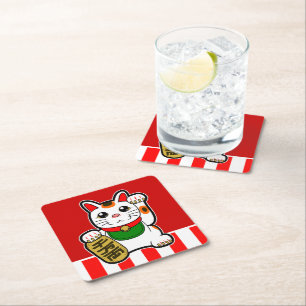 Maneki Neko: Japanse Lucky Cat Kartonnen Onderzetters