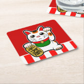 Maneki Neko: Japanse Lucky Cat Kartonnen Onderzetters (Schuin)
