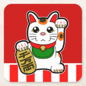 Maneki Neko: Japanse Lucky Cat Kartonnen Onderzetters (Voorkant)