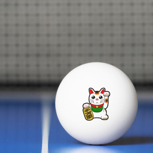 Maneki Neko: Japanse Lucky Cat Pingpongbal (Net)