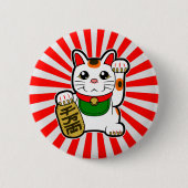 Maneki Neko: Japanse Lucky Cat Ronde Button 5,7 Cm (Voorkant)