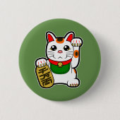 Maneki Neko: Japanse Lucky Cat Ronde Button 5,7 Cm (Voorkant)