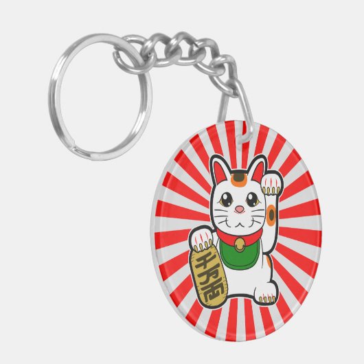 Maneki Neko: Japanse Lucky Cat Sleutelhanger (Voorkant Links)