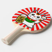 Maneki Neko: Japanse Lucky Cat Tafeltennisbatje (Voorkant Gekanteld)