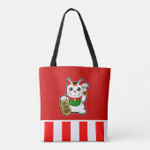 Maneki Neko: Japanse Lucky Cat Tote Bag (Achterkant)