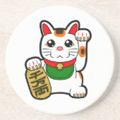 Maneki Neko: Japanse Lucky Cat Zandsteen Onderzetter (Voorkant)