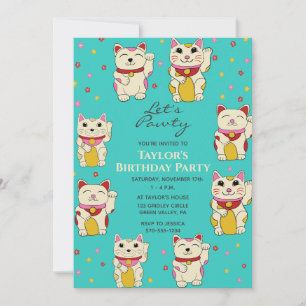 Maneki Neko Japanse Lucky Cats Verjaardag Kaart