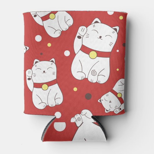 Maneki-Neko kat, Japans doodle patroon. Blikjeskoeler (Voorkant)