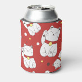 Maneki-Neko kat, Japans doodle patroon. Blikjeskoeler (Blikje Achterkant)