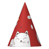 Maneki-Neko kat, Japans doodle patroon. Feesthoedjes (Links)