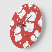 Maneki-Neko kat, Japans doodle patroon. Grote Klok (Hoek)