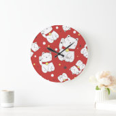 Maneki-Neko kat, Japans doodle patroon. Grote Klok (Huis)