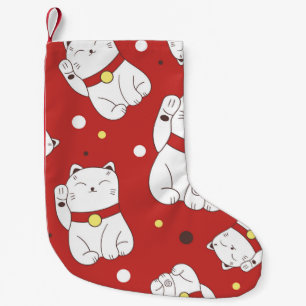 Maneki-Neko kat, Japans doodle patroon. Kleine Kerstsok