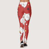 Maneki-Neko kat, Japans doodle patroon. Leggings (Achterkant)