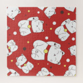 Maneki-Neko kat, Japans doodle patroon. Legpuzzel (Horizontaal)