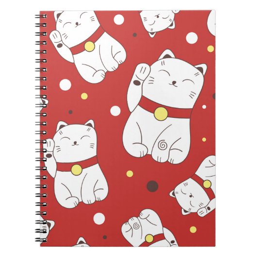 Maneki-Neko kat, Japans doodle patroon. Notitieboek (Voorkant)