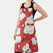 Maneki-Neko kat, Japans doodle patroon. Schort (Insitu)