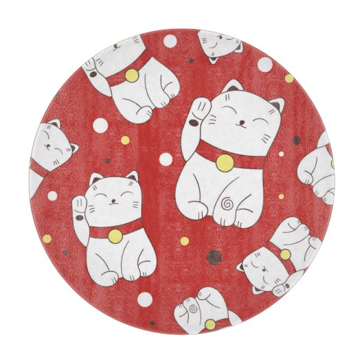 Maneki-Neko kat, Japans doodle patroon. Snijplank (Voorkant)