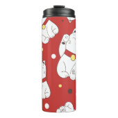 Maneki-Neko kat, Japans doodle patroon. Thermosbeker (Voorkant)