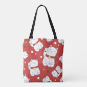 Maneki-Neko kat, Japans doodle patroon. Tote Bag (Achterkant)