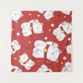 Maneki-Neko kat, Japans doodle patroon. Wandkleed (Voorkant (horizontaal))