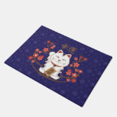 Maneki-neko kat met veel geluk kanji deurmat (Schuin)