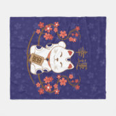 Maneki-neko kat met veel geluk kanji fleece deken (Voorkant (Horizontaal))