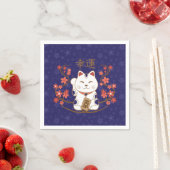 Maneki-neko kat met veel geluk kanji servet (Insitu)