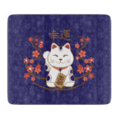 Maneki-neko kat met veel geluk kanji snijplank (Voorkant)