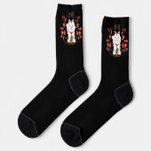 Maneki-neko kat met veel geluk kanji sokken (Links)