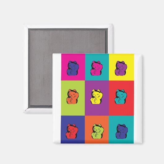 Maneki Neko Kat Pop Kunstmagneet Magneet (Voorkant / Achterkant)