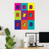 Maneki Neko kat regenboogposter Poster (Thuiskantoor)