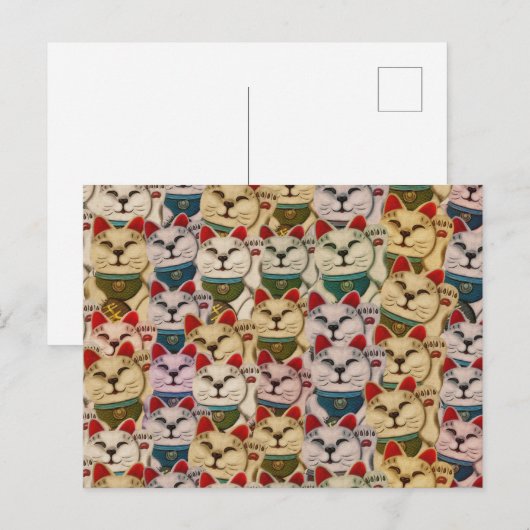 Maneki-neko kattenpatroon briefkaart (Voorkant / Achterkant)