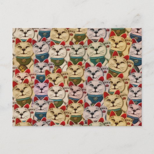 Maneki-neko kattenpatroon briefkaart (Voorkant)