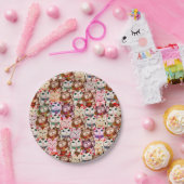 Maneki-neko kattenpatroon papieren bordje (Feest)