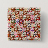 Maneki-neko kattenpatroon vierkante button 5,1 cm (Voorkant)