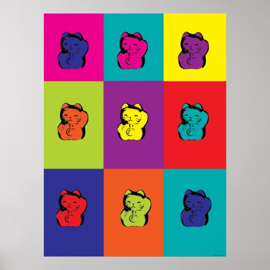 Maneki Neko kitty regenboogposter Poster (Voorkant)