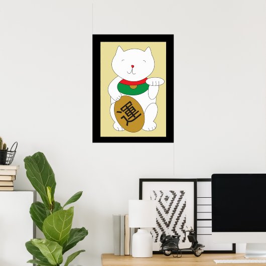 Maneki Neko Luck en Good Fortune Poster (Thuiskantoor)
