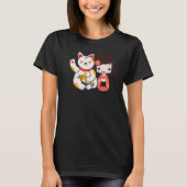Maneki Neko Lucky Becelling Cat met Cute Girl T-shirt (Voorkant)