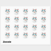 Maneki Neko Lucky Becelling White Cat Ronde Sticker (Vel)