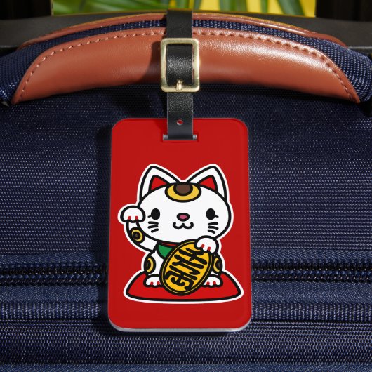 Maneki Neko (Lucky Cat) Bagagelabel (Voorkant Insitu 2)