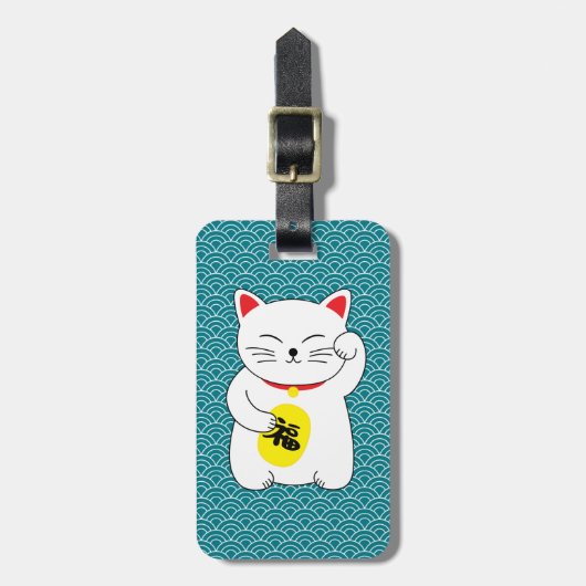 Maneki Neko Lucky Cat Bagagelabel (Voorkant verticaal)