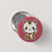 Maneki Neko (Lucky Cat) Button (Voorkant /achterkant)